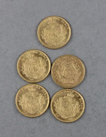 C*inq pièces de 20 F 1878,1882 (4) Belge...