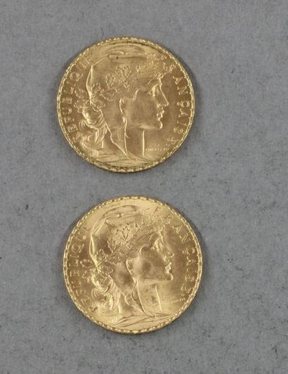null *Deux pièces de 20 FF 1914 en or
