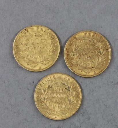 *Trois pièces de 20 FF en or 1852