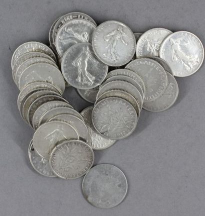 null Trente-six pièces de 1 FF N III (1) et Semeuse (35) en argent