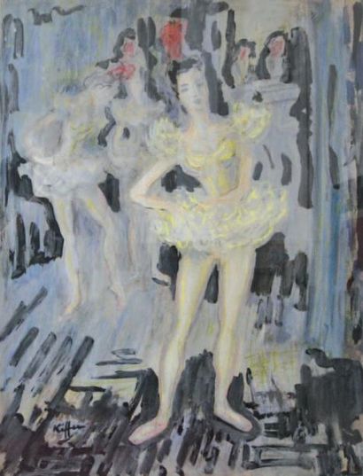 null « Les ballerines » Pastel et huile signée en bas à gauche 65 x 50 cm