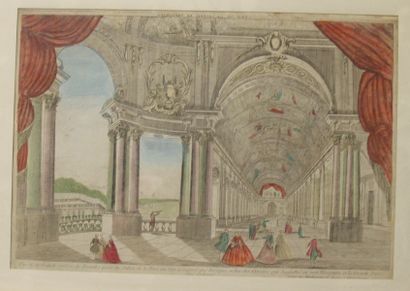 null Vue d'optique polychrome représentant : - Grande Galerie de Versailles prise...