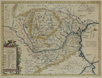 null Pieter van den KEERE (1571-1646) cartographe Gravure polychrome représentant...