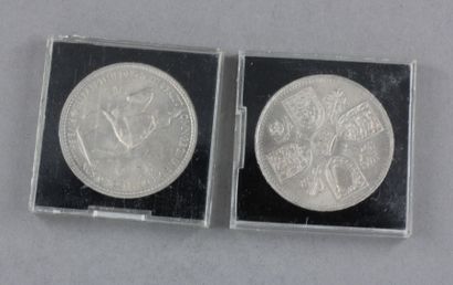 null 2 pièces commémoratives en cupronickel de 5 shillings pour le couronnement de...