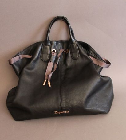 null REPETTO sac cabas en cuir noir à deux petites anses