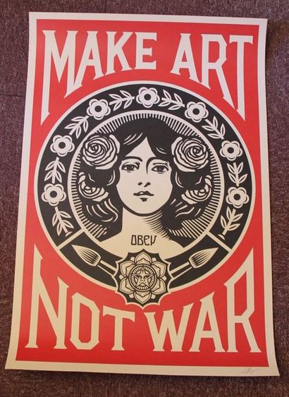 null FAIREY Shepard (1970-) Make art not war, 2018 Sérigraphie sur papier signée...