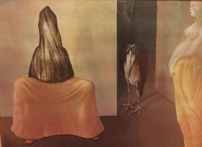 null FINI Léonor (1907-1996) Deux femmes sous un voile et un oiseau Lithographie...