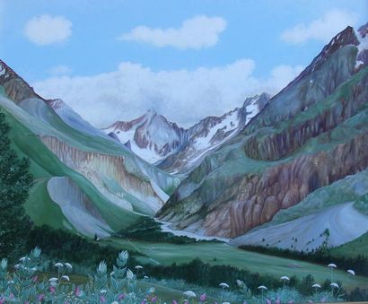 null GUILLAUD Pierre (1914-2012) Vue vallée du Tabuc (hautes Alpes) Huile sur toile...