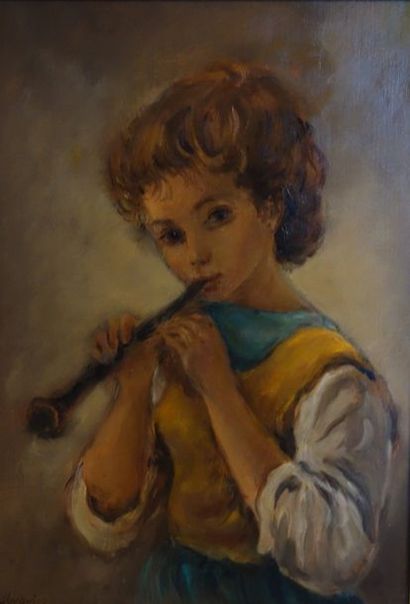null LIBROWICZ Katherine (1912-1991) Portraits d'enfants musiciens Quatre huiles...