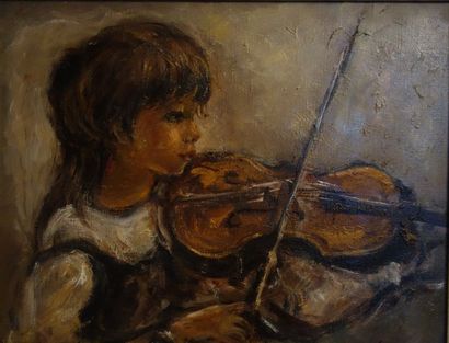 null LIBROWICZ Katherine (1912-1991) Portraits d'enfants musiciens Quatre huiles...