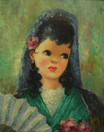 null BERNE Albert (1877-1973) Portrait d'une espagnol Huile sur toile 41 x 33 cm...