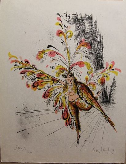 null SEARLE Ronald (1920-2011) City bird lithographie sur papier japon signée, datée...