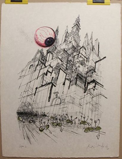 null SEARLE Ronald (1920-2011) Magic eyeball lithographie sur papier japon signée,...