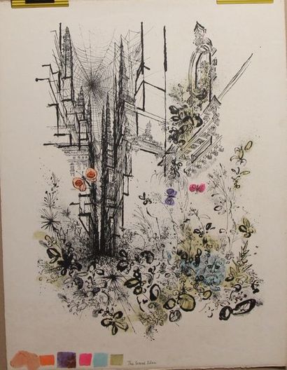 null SEARLE Ronald (1920-2011) The second Eden fond lithographique avec réhaut d'aquarelle...