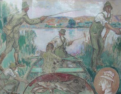 null WIDHOPFF Daniel Osipovitch (1867-1933) Les pêches Gouache signée en bas à gauche...