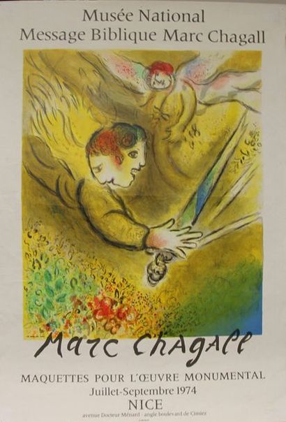 null CHAGALL Marc (1887 - 1985) L’Ange du jugement – 1974 Affiche originale des maquettes...
