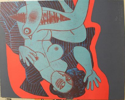 null CORNEILLE (1922-2010) La femme au kimono, 1982 Lithographie polychrome signée,...