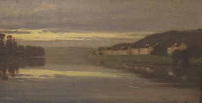 null COUSSEDIERE Charles (?-1934) Bord de mer nocturne Huile sur panneau, signée...