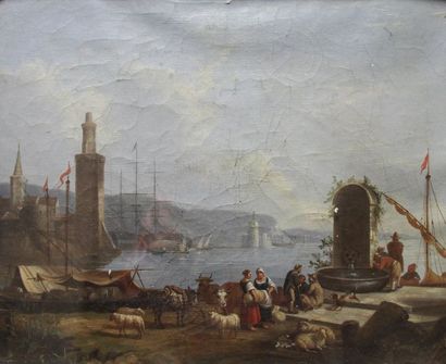 null École française vers 1800, entourage de Jean-Michel Diebolt Port méditerranéen...