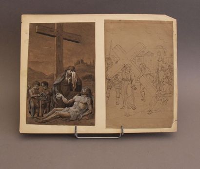null Ecole française du XIXème s. La Passion du Christ Suite de treize encre noire,...