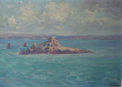null Paul MADELINE (1863-1920) Baie de Douarnenez Huile sur toile signée et située...