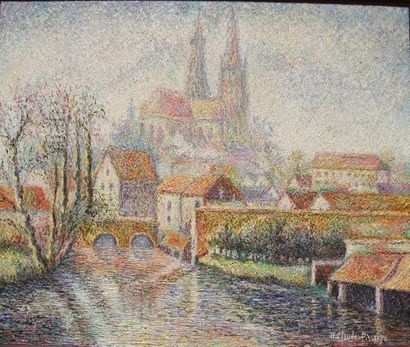 null Hugues-Claude PISSARO (1935-) La cathédrale de Chartres Huile sur toile signée...