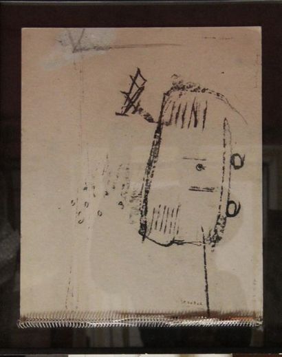 null Michel POTAGE (1949-) Caravane Pastel gras sur carton signé en bas à droite,...