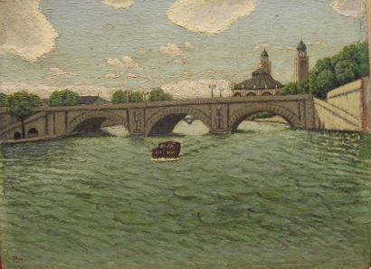 null BONNIER (XXème s.)
Vue de la Seine et du Palais de Chaillot
Huile sur panneau...