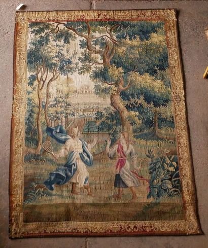 null *BEAUVAIS début XVIIIème s. Fine tapisserie en laine et soie faisant partie...