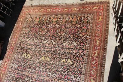 null *KHORASSAN (Iran) milieu du XIXème s. Tapis en velours en laine, chaines, trame...