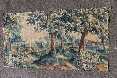 null *FLANDRES XVIIème s. Important panneau de fine tapisserie de boiserie à décor...