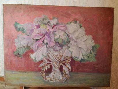 null Gabrielle BERRHAGORRY (1873-?) Bouquet de fleurs Trois huiles sur carton et...