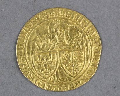 null Henri VI roi de France et d'Angleterre Salut d'or, 2ème émission, 1423, Rouen...
