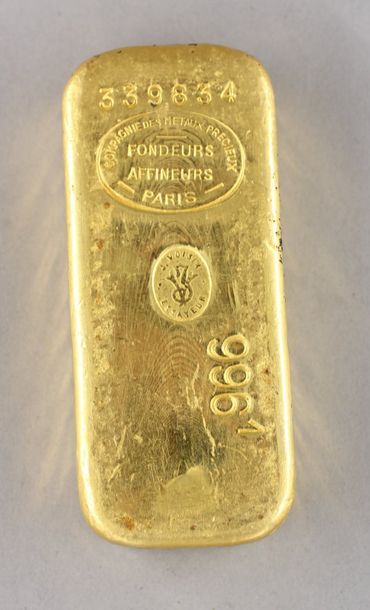 null Lingot d'or Compagnie des Métaux précieux n°339834, pds : 996,1 g.