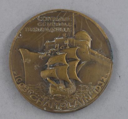 null Raymond DELAMARRE (1890-1986) Médaille pour la mise en service en 1932 du CHAMPLAIN...