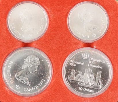 null Lot de quatre pièces commémoratives des Olympiades de Montréal 1976 en argent...