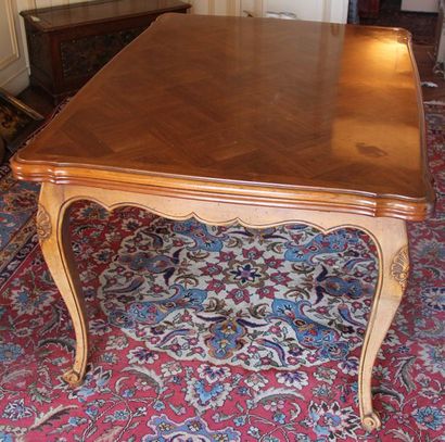 null Table de salle à manger en bois naturel style Louis XV