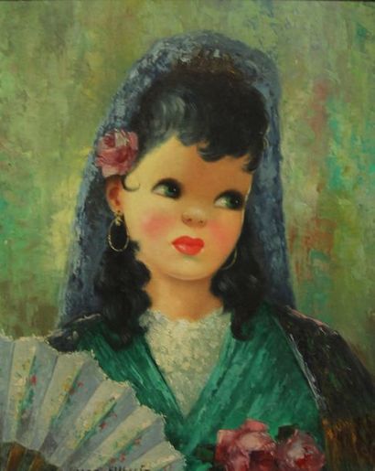 null BERNE Albert (1877-1973)
Portrait d'une espagnol
Huile sur toile
41 x 33 cm...
