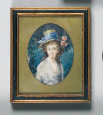 ECOLE FRANCAISE (Dans le Goût du XVIIIe siècle) « Portrait de jeune femme en buste...