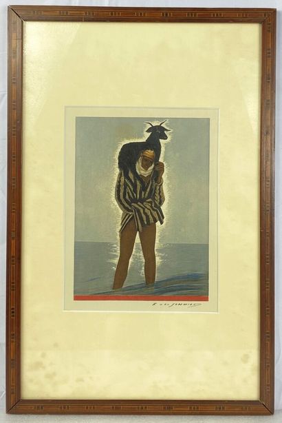  François Louis Schmied (1873-1941),

Berbère portant une chèvre.

Lithographie.... Gazette Drouot