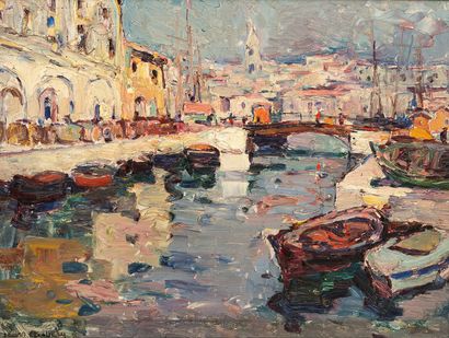 null Jean AUBERY (1880-1952).

Marseille, le canal Saint Jean.

Huile sur panneau,...