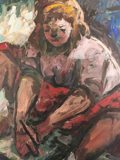 null Albert VAGH WEINMANN (1931-1983).

Jeune fille à la peinture.

Huile sur toile,...