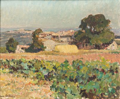 null Jean AUBERY (1880-1952).

Paysage au hameau et champs fleuri.

Huile sur toile,...