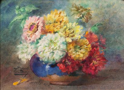 null Blanche ODIN (1865-1957).

Nature morte au bouquet dans un vase.

Aquarelle...