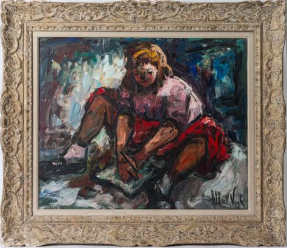 null Albert VAGH WEINMANN (1931-1983).

Jeune fille à la peinture.

Huile sur toile,...