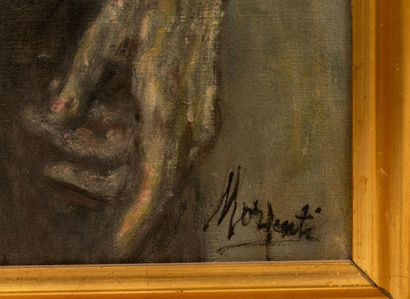 null Natale MORZENTI (1884-1947).

Autoportrait.

Huile sur panneau, signée en bas...
