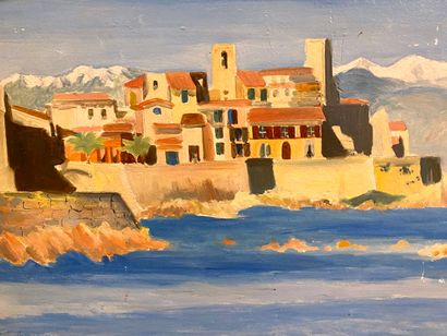 null Maurice LEGRAND (1906-2004).

Vue d'Antibes, le musée Picasso et les remparts,...