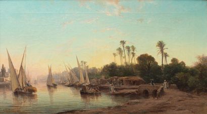 null Vincent COURDOUAN (1810-1893).

Bord du canal Mahmoudie à Alexandrie.

Huile...