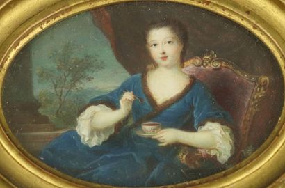 null École française du XVIIIème siècle.

Femme à la tasse de chocolat.

Précieuse...