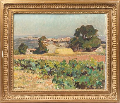 null Jean AUBERY (1880-1952).

Paysage au hameau et champs fleuri.

Huile sur toile,...